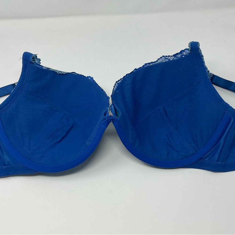 Cacique Women's Underwire Deep Cleavage Padded Bra Bright Blue Lace Size 40DD - Picture 6 of 8